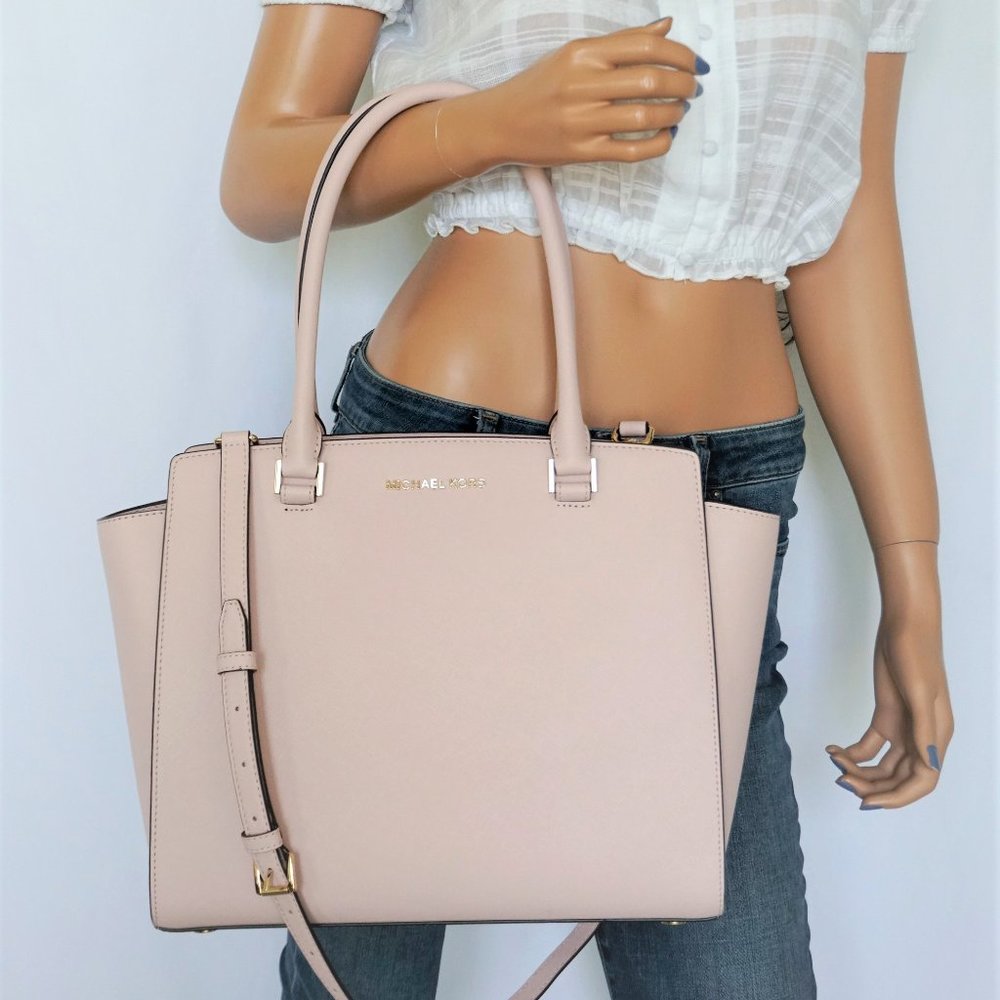Michael Kors Selma L Tote Shoulder Bag Pink